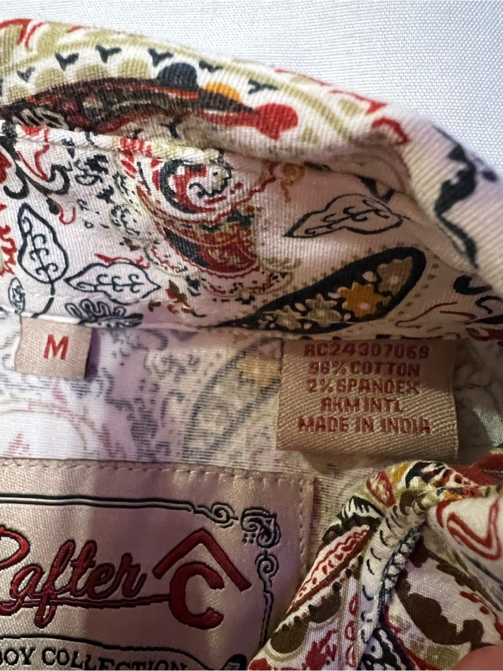 Rafter C Men's White Paisley Button-Down Shirt - Picture 4 of 5